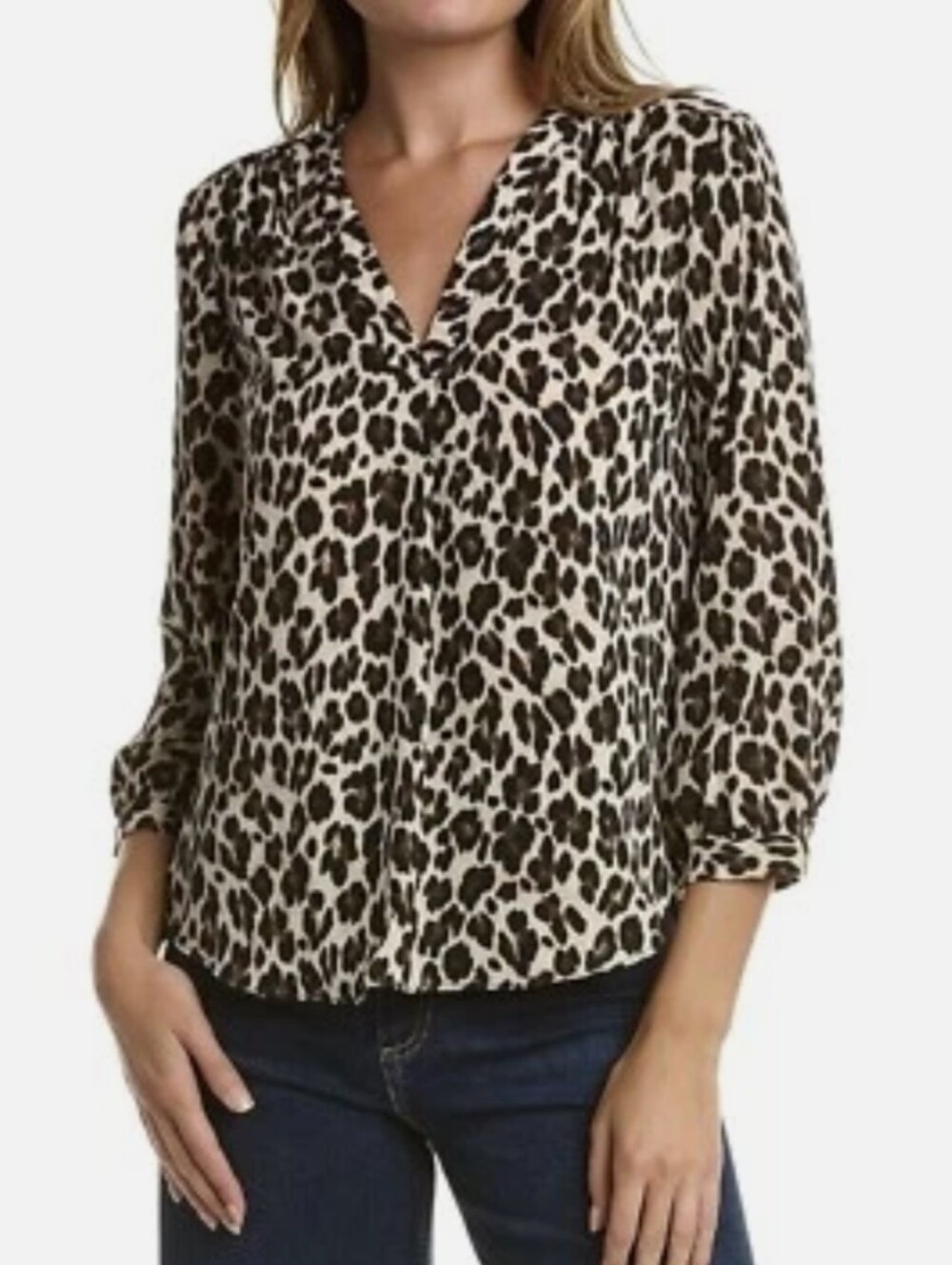 Vince Camuto Leopard Print V-Neck Blouse Top Small Like New